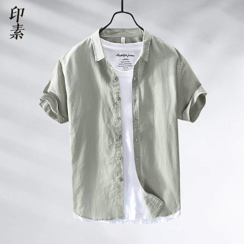 复古文艺夏季棉麻薄款短袖衬衫