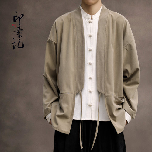 印素春夏款中国风灯芯绒男女薄外套汉服男古装宽松居士道袍道服