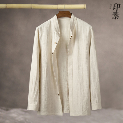 新中式棉麻衬衫复古立领汉服