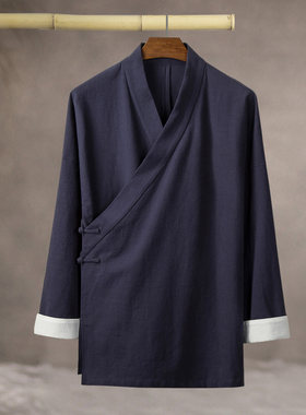 国风道袍中长款汉服茶服棉麻外套
