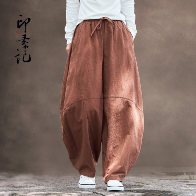 春款款中式棉麻打坐裤子男女休闲裤宽松长裤禅修太极灯笼裤哈伦裤