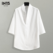 短袖 小衫 夏季 冰丝垂感中国风男装 唐装 t恤男士 宽松大码 超薄款