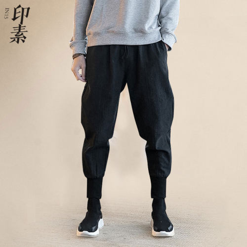 中国风春夏棉麻束脚休闲裤