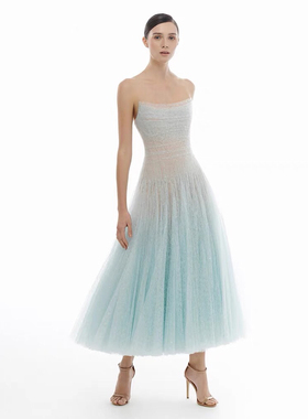 轻奢重工蕾丝抹胸小礼服女越南小众设计师大摆仙女网纱蓬蓬连衣裙