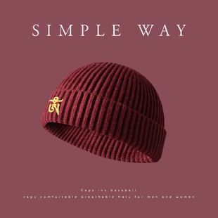 加厚瓜皮帽针织帽僧帽秋冬保暖男女毛线帅气六字真言雅痞地主冷帽