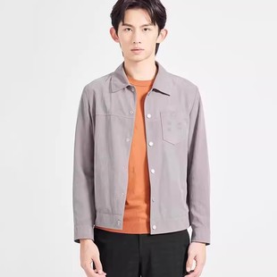 休闲翻领单排扣暗纹百搭夹克外套 新款 24CJK0011Y利家男装 春季