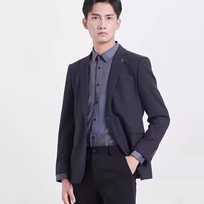 23QDX221 222 224SA利家商务通勤平驳领修身纯色休闲单西服外套男