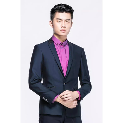 6QXF051SA利家春秋时尚商务绅士纯色老款修身平驳领西服套装男士