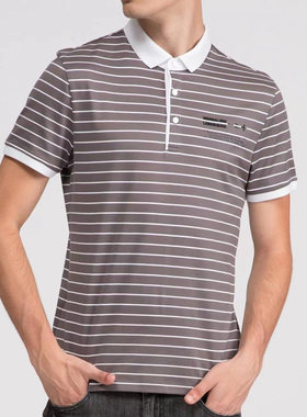 Q0XTX1041S 1042S 1043s1044s利男夏季新时尚休闲翻领条纹短袖T恤