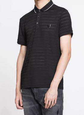 20XTX9061S利家夏季新款商务男装时尚黑色POLO衫百搭修身短袖T恤
