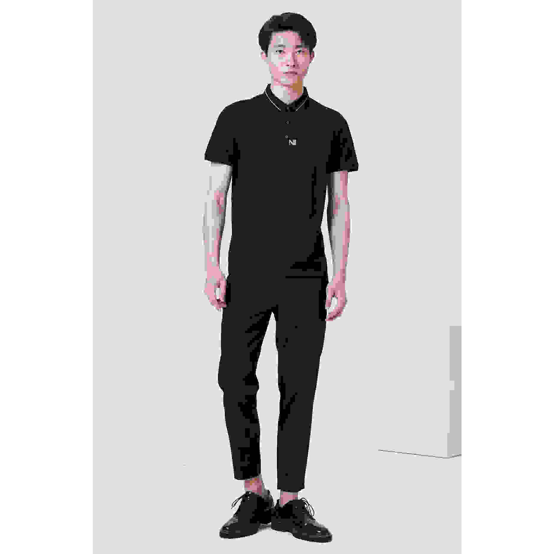 Q1XTX1101 1161 1162 1181S男装夏季新款翻领休闲黑色百搭短袖T恤