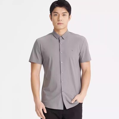 Q4XXC0032 0062 0091S利家夏季提花修身新款休闲百搭短袖衬衫男