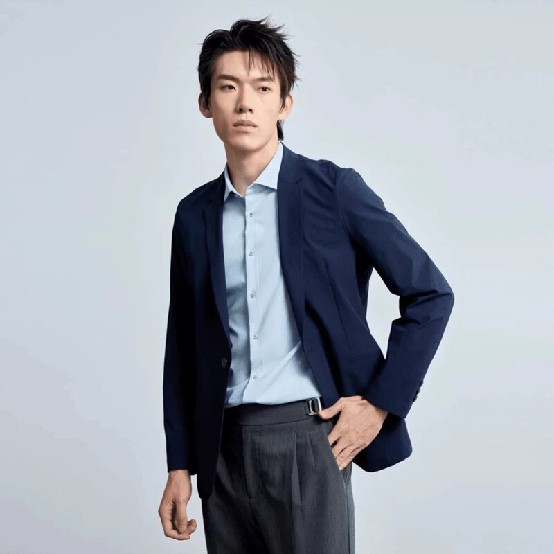 百搭平驳领修身西服空调服男