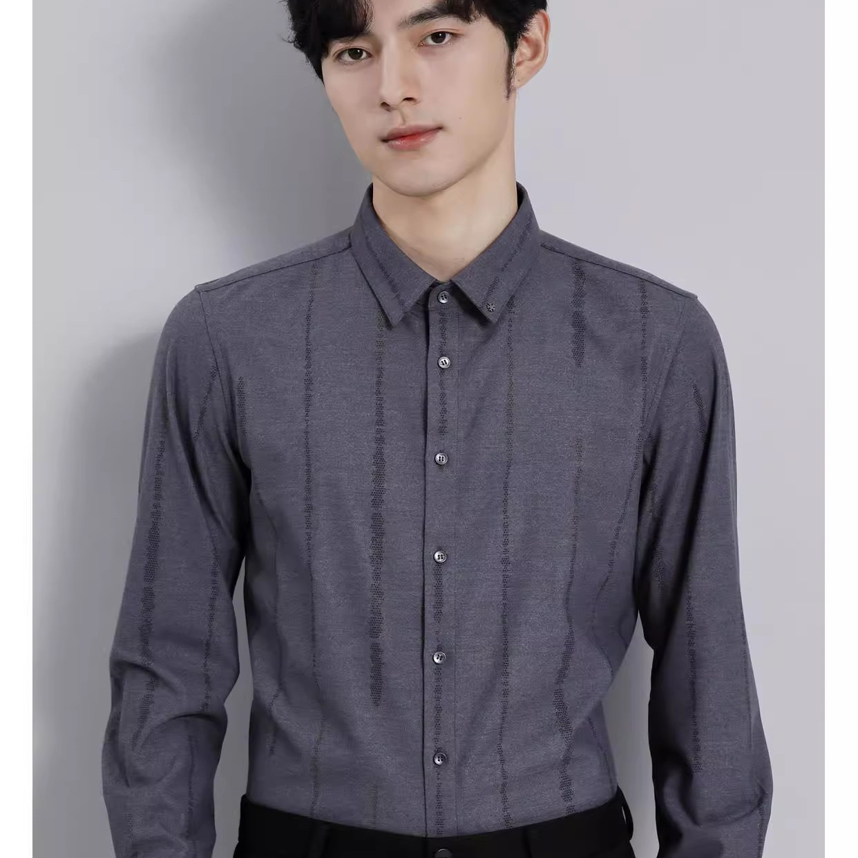 21DXC0111S 0141 0122S男装冬百搭条纹时尚简约衬衣修身加厚衬衫