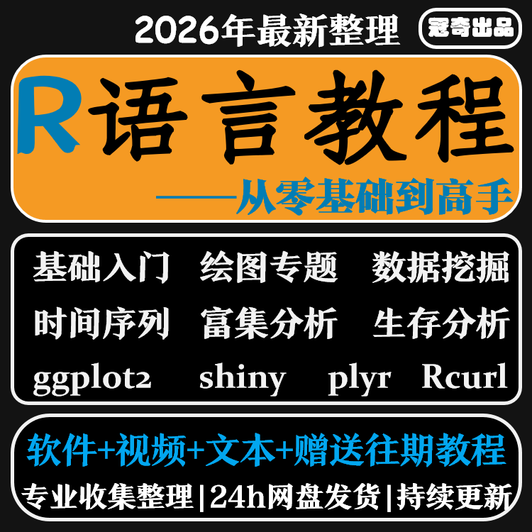 R语言软件入门分析医学绘图geo tcga数据挖掘rstudio视频课程教程