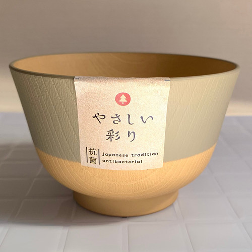 【日本制造】柔和色彩 味噌汤碗 抗菌木碗 浅灰 轻质时尚  可堆叠