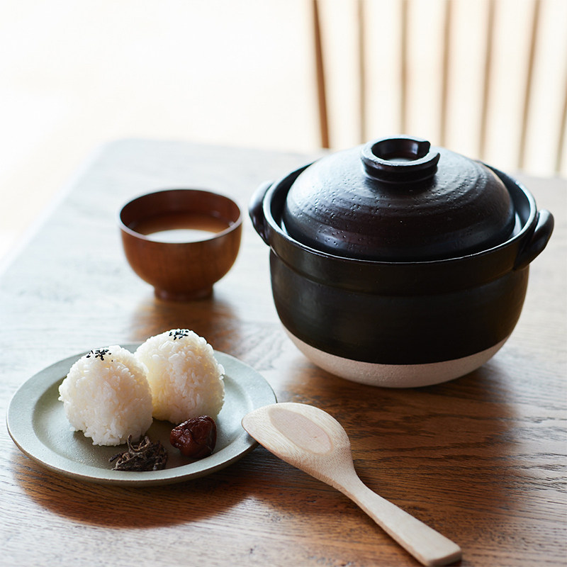 【日本进口】 万古烧炊饭锅 佐治陶器 双层盖不溢出 松软嚼劲米饭