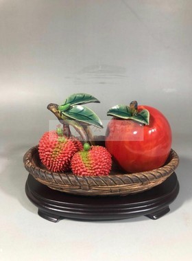 办公桌面小摆件荔枝苹果盆