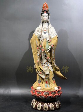 客厅招财摆件站莲大观世音