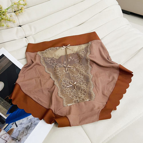 大码女士性感后面蕾丝镂空内裤时尚性感纯色中腰包臀舒适宽松胖mm