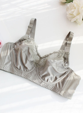 光面文胸超薄款大码全罩杯内衣无海绵胖mm大胸显小胸罩BC杯F杯H杯