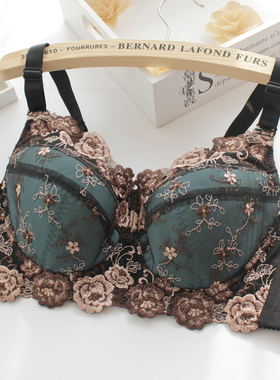 BCDEFH杯大码文胸侧收副乳有钢圈上托聚拢薄款肩带可拆75-110性感