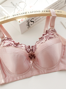 大码文胸 有钢圈薄棉杯上托聚拢侧收舒适75-110BCDEFGH胖mm