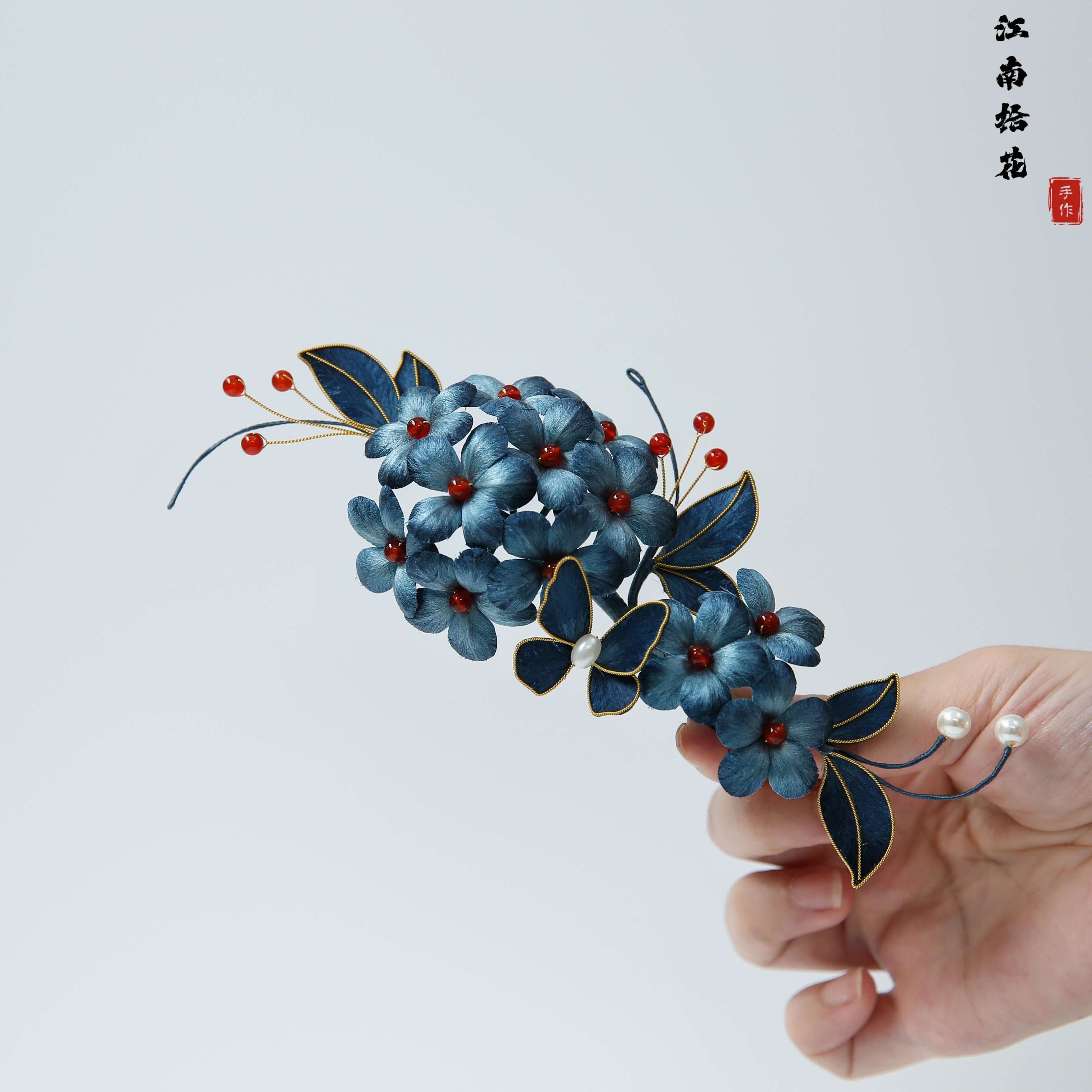 非遗手工绣球簪绒花软簪发夹