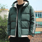 秋冬两条杠棉衣男外套冬季防风连帽棉服宽松百搭棉袄纯色外套P40，男装棉衣，星座1712-5