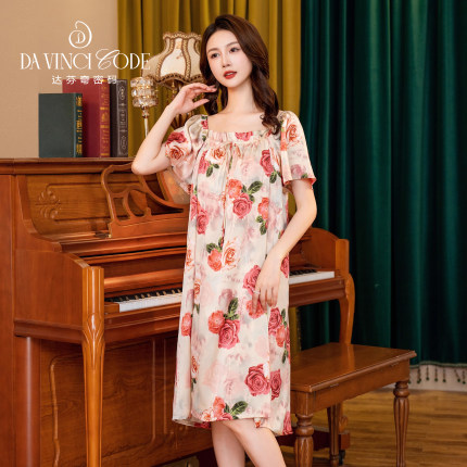 达芬奇密码2026春夏新款薄款泡泡短袖睡裙清凉睡衣女连衣裙家居服