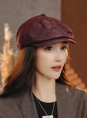 达芬奇密码新款皮前进帽遮阳鸭舌帽女户外百搭显脸小棒球帽防晒帽