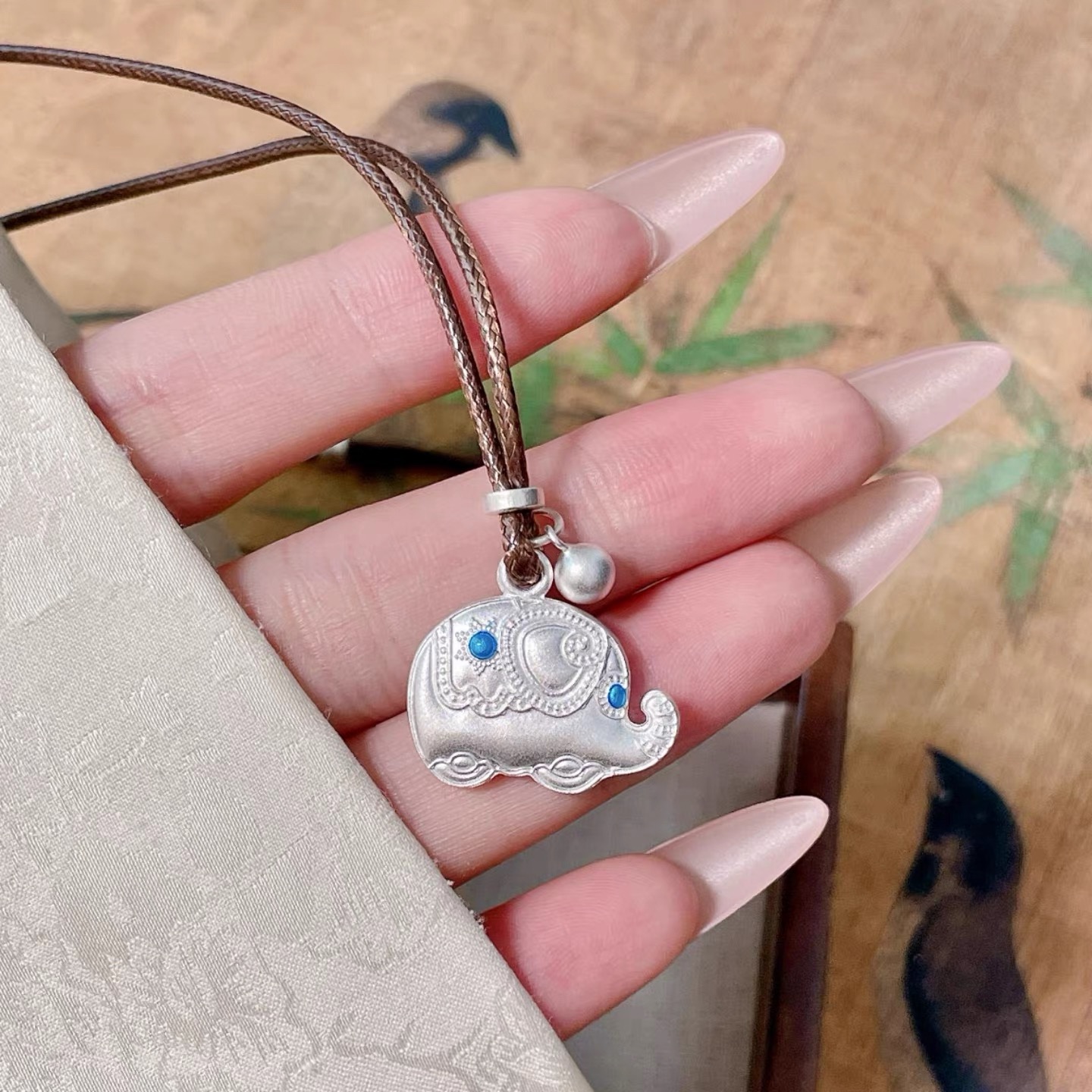 足银999纯银墩墩象项链女古法吉象吊坠新中式国风女友情人节礼物