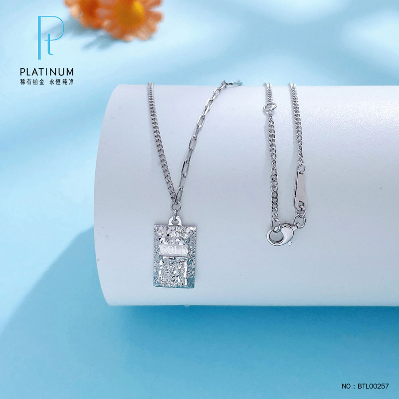 金名媛珠宝 铂金PT950暴富小金条项链女锁骨颈链时尚链送女友礼物