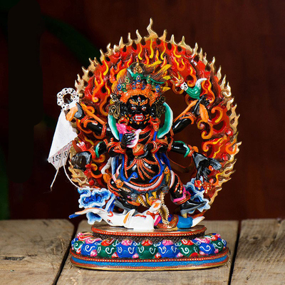 尼泊尔手工铜鎏金摆件6寸铜像