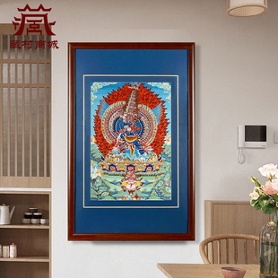 藏村八大法行黑努嘎矿物颜料唐卡室内家用客厅墙壁装饰画像