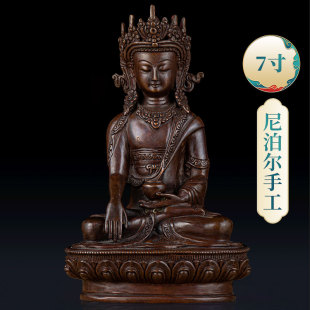 觉卧佛释迦牟尼十二岁等身铜像尼泊尔手工7寸紫铜释迦牟尼