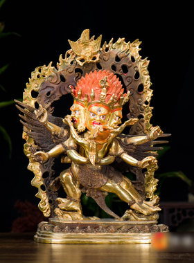 铜半鎏金铜像桌面摆件