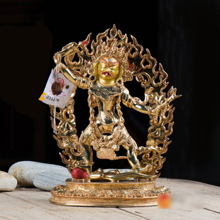 一髻佛母像尼泊尔手工铜全鎏金8寸宁玛三根本雕花家用居家摆件