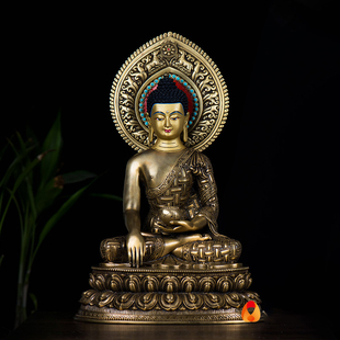 释迦牟尼佛现代家居摆件定制铜像手工10寸青铜雕花释迦摩尼