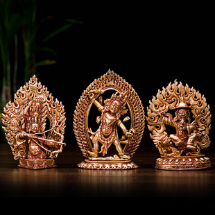 室内家用现代铜像摆件尼泊尔铜全鎏金5寸宁玛三根本铜像像 铜像