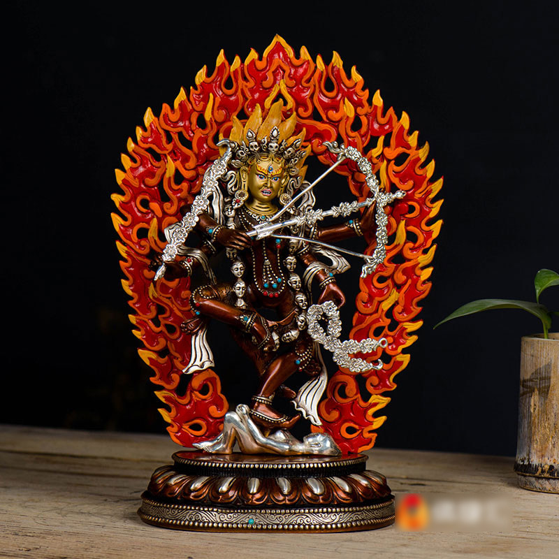 作明佛母铜摆件 居家工艺品定制铜像7寸紫铜镀银室内摆件