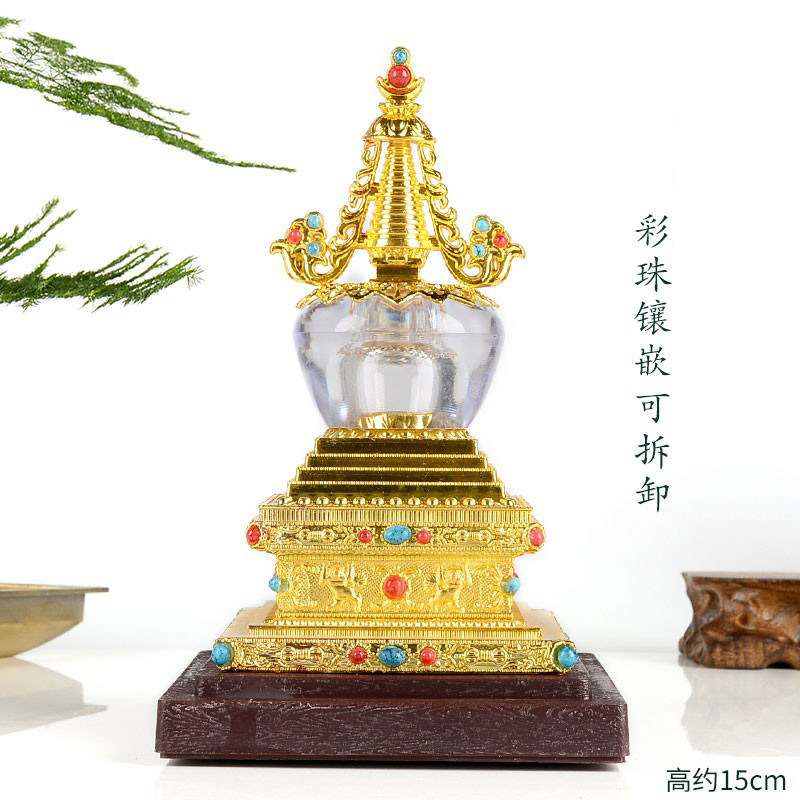 佛塔菩提塔装桌面塔室内家用亚克力6寸鎏金噶当塔摆件