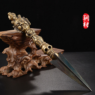 普巴金刚橛尼泊尔手工做旧上铜下铁单面五股金刚杵现代摆件