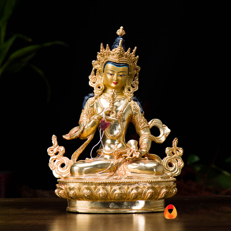 金刚萨埵尼泊尔手工7寸铜鎏金铜像家居客厅金刚萨跺摆件