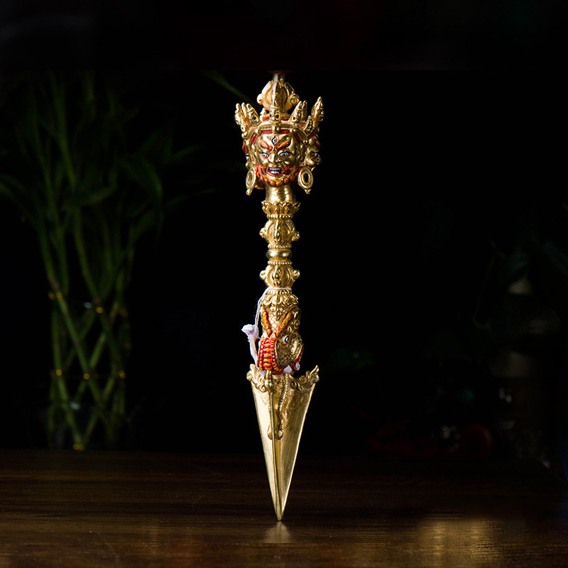 现代佛前用品尼泊尔手工铜全镀金秽迹金刚撅金刚杵大号