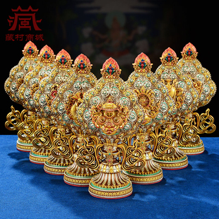 彩绘八吉祥摆件一套树脂吉祥八宝全套室内家用八供桌面吉祥摆件