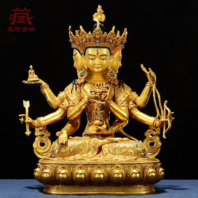 全鎏金尊胜母铜像摆件