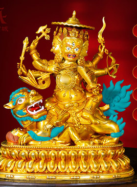 全鎏金乃琼护法铜像摆件
