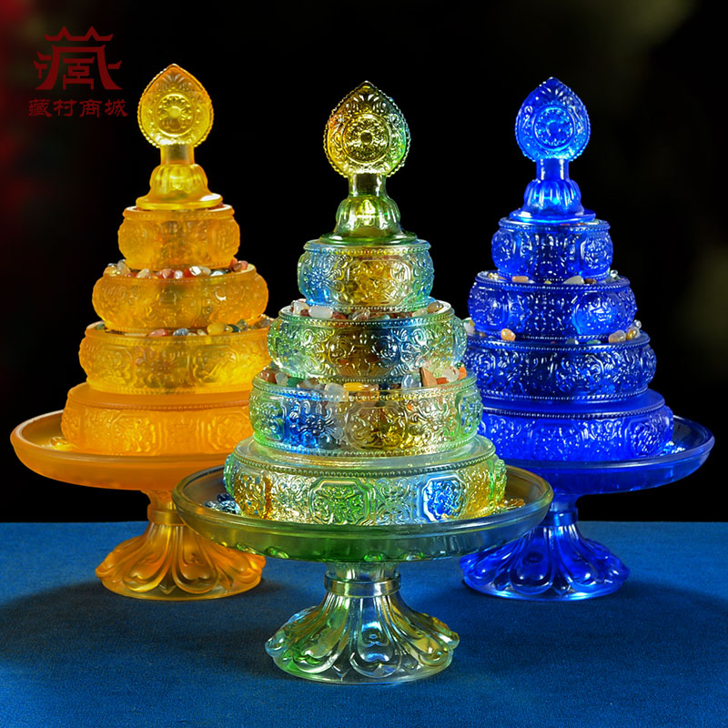 琉璃曼扎盘用品用品八吉祥摆件佛前供品曼达盘曼茶盘修盘
