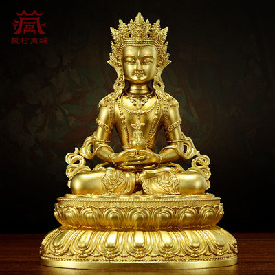 全鎏金常寿佛铜像摆件